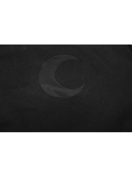 Gothic Female Black Off The Shoulder Moon Printed Slim Fitting Dress