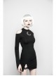 Gothic Female Black Off The Shoulder Moon Printed Slim Fitting Dress