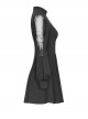 Gothic Black High Neck Inverted Heart Lace Stitching Elastic Dress