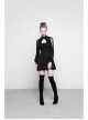 Gothic Black High Neck Inverted Heart Lace Stitching Elastic Dress
