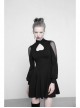Gothic Black High Neck Inverted Heart Lace Stitching Elastic Dress