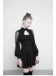 Gothic Black High Neck Inverted Heart Lace Stitching Elastic Dress