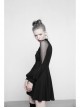 Gothic Black High Neck Inverted Heart Lace Stitching Elastic Dress