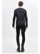 V-Neck Asymmetric Lace-Up Leather Loop Shoulder Rivet Black Punk Corduroy Waistcoat