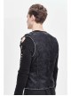 V-Neck Asymmetric Lace-Up Leather Loop Shoulder Rivet Black Punk Corduroy Waistcoat