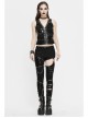Asymmetrical Design V-Neck Splice Mesh Heavy Metal Black Punk Waistcoat