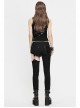 Asymmetrical Design V-Neck Splice Mesh Heavy Metal Black Punk Waistcoat