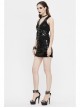 Asymmetrical Design V-Neck Splice Mesh Heavy Metal Black Punk Waistcoat