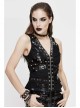 Asymmetrical Design V-Neck Splice Mesh Heavy Metal Black Punk Waistcoat