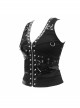 Asymmetrical Design V-Neck Splice Mesh Heavy Metal Black Punk Waistcoat