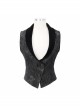 Black 3D Jacquard Low Collar Gothic Velvet Waistcoat