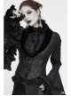 Black 3D Jacquard Low Collar Gothic Velvet Waistcoat