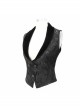 Black 3D Jacquard Low Collar Gothic Velvet Waistcoat