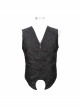 Black Dark Jacquard Chest Plate Buttons Back Lace-up Corner-Shaped Hem Gothic Waistcoat