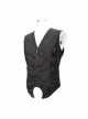 Black Dark Jacquard Chest Plate Buttons Back Lace-up Corner-Shaped Hem Gothic Waistcoat
