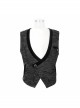 Black Asymmetrical Pleated Splice Velveteen Waist Loop Gothic Waistcoat