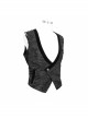 Black Asymmetrical Pleated Splice Velveteen Waist Loop Gothic Waistcoat