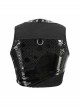 Black Leather Splice Mesh Asymmetrical Heavy Metal Decoration Short Punk Waistcoat