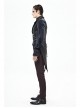 Black Leather Splice Bright Satin Woven Rows Of Flocked Belts Back Lace-Up Dovetail Hem Gothic Waistcoat