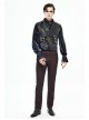 Black Leather Splice Bright Satin Woven Rows Of Flocked Belts Back Lace-Up Dovetail Hem Gothic Waistcoat