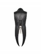 Black Leather Splice Bright Satin Woven Rows Of Flocked Belts Back Lace-Up Dovetail Hem Gothic Waistcoat