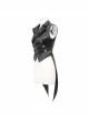 Black Leather Splice Bright Satin Woven Rows Of Flocked Belts Back Lace-Up Dovetail Hem Gothic Waistcoat
