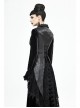 Black Leather Splice Bright Satin Woven Rows Of Flocked Belts Back Lace-Up Dovetail Hem Gothic Waistcoat