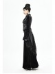 Black Leather Splice Bright Satin Woven Rows Of Flocked Belts Back Lace-Up Dovetail Hem Gothic Waistcoat