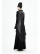 Black Leather Splice Bright Satin Woven Rows Of Flocked Belts Back Lace-Up Dovetail Hem Gothic Waistcoat