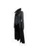 Gothic Big Standing Collar Lace Horn Sleeve Cuff Black Floral Dark Patterned Embroidered Suede Women Dress Coat