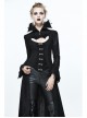 Gothic Big Standing Collar Lace Horn Sleeve Cuff Black Floral Dark Patterned Embroidered Suede Women Dress Coat
