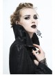 Gothic Big Standing Collar Lace Horn Sleeve Cuff Black Floral Dark Patterned Embroidered Suede Women Dress Coat