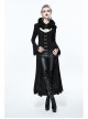 Gothic Big Standing Collar Lace Horn Sleeve Cuff Black Floral Dark Patterned Embroidered Suede Women Dress Coat