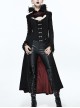 Gothic Big Standing Collar Lace Horn Sleeve Cuff Black Floral Dark Patterned Embroidered Red Suede Women Dress Coat