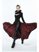 Gothic Big Standing Collar Lace Horn Sleeve Cuff Black Floral Dark Patterned Embroidered Red Suede Women Dress Coat