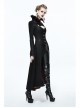 Gothic Big Standing Collar Lace Horn Sleeve Cuff Black Floral Dark Patterned Embroidered Red Suede Women Dress Coat