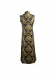 Gothic Spiral Buckle Decorated Gold Court Jacquard Long Black Vest