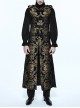 Gothic Spiral Buckle Decorated Gold Court Jacquard Long Black Vest