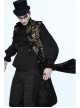Gothic Spiral Buckle Decorated Gold Court Jacquard Long Black Vest