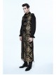 Gothic Spiral Buckle Decorated Gold Court Jacquard Long Black Vest