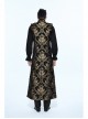 Gothic Spiral Buckle Decorated Gold Court Jacquard Long Black Vest