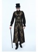 Gothic Spiral Buckle Decorated Gold Court Jacquard Long Black Vest