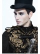 Gothic Spiral Buckle Decorated Gold Court Jacquard Long Black Vest