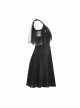 Gothic Female Elegant Black Lace High Waist Chiffon Dress