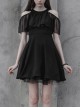 Gothic Female Elegant Black Lace High Waist Chiffon Dress