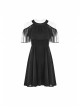 Gothic Female Elegant Black Lace High Waist Chiffon Dress