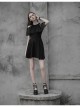 Gothic Female Elegant Black Lace High Waist Chiffon Dress
