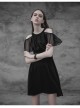 Gothic Female Elegant Black Lace High Waist Chiffon Dress