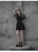 Gothic Female Elegant Black Lace High Waist Chiffon Dress