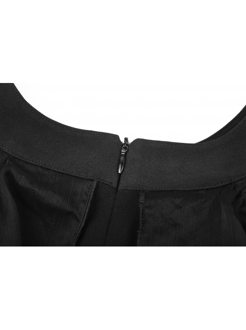 Gothic Female Elegant Black Lace High Waist Chiffon Dress